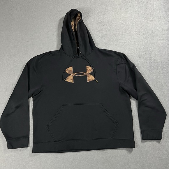 Under Armour Other - Under Armour Hoodie Mens L Black Icon Digital Camo Hunting Drawstring Sweatshirt